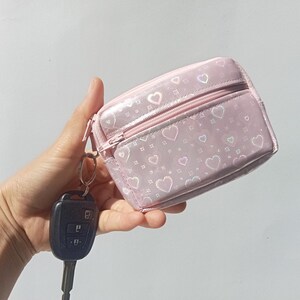 Porte-clés portefeuille coeur holographique, sac à fermeture éclair, porte-monnaie, pochette porte-cartes image 11