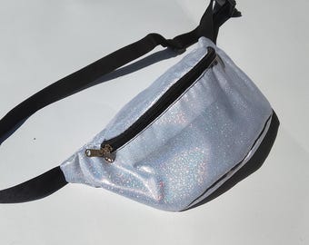 Sac banane blanc scintillant, sac banane scintillant, sac banane brillant