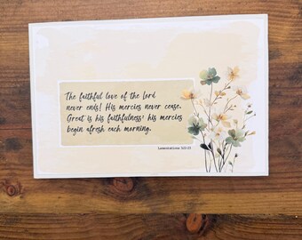 Wood Sign | Lamentations 3:22-23 Verse | Floral Accent Home Decor