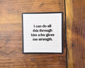 Mini Wood Sign | Philippians 4:11-13 | Bible Verse