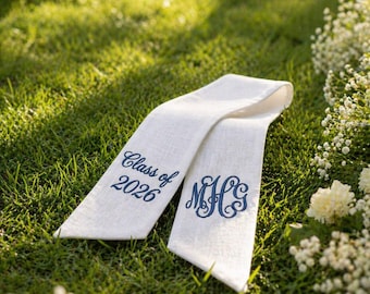 Cinta de graduación bordada personalizada, cinta con monograma personalizado, banda de la promoción de 2026, regalo para graduada, regalo para ella.