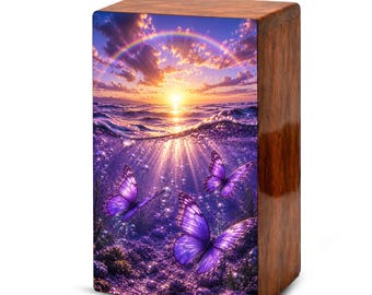 Purple Butterfly Urn For Ashes Women - Ocean Cremation Small Urns With Butterflies