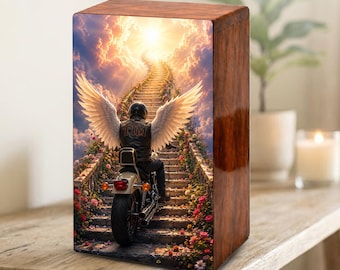 Motorcycle Rider Cremation Urn For Ashes Male - Biker Urns For Adult Men