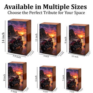motorcycle sunset beach custom urn