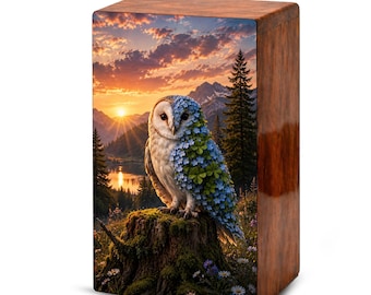 Owl Cremation Urn For Human Ashes - Floral Bird Memorial Urns Keepsake Box
