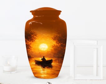 Sunset Fishing Urn For Ashes Dad - Hunting Fisherman Urns For Male