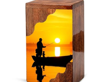 Hunting and Fishing Urn Male - Gone Fishing in Memorial Urns For Dad Ashes