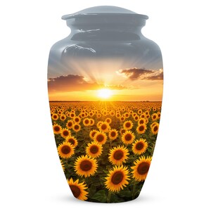 Sunflower Urn For Human Ashes - Floral Field Cremation Keepsake For Male and Female