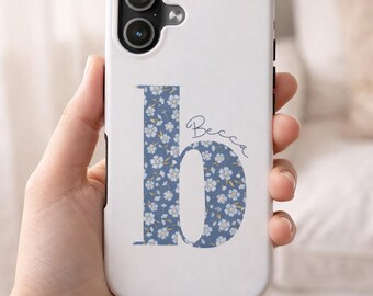 Floral Monogram Phone Case | Tough Cover Gift for Florist | iPhone 17 16 15 14 13 12 11 Pro Max Plus  Samsung Galaxy S24 S23