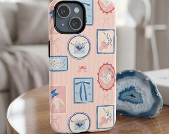 Gift for Italiano | Vintage Stamp Phone Case | Coquette Love Letter Ribbon Bow Amalfi Coast Italian Girl Gift Tough Magnetic Cover