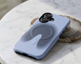Anniversary Gift for Boyfriend | Slate Blue Wavy Phone Case | Topo Wave Swirl Husband Groom Tech Gift Minimalist Tough Magnetic