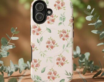 Trending Pink Botanical Flower Tough Magnetic Cases | Gift for bridesmaid | Iphone Case