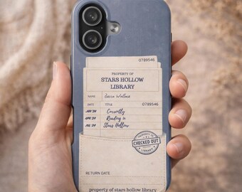 Funda para teléfono con diseño de libro / Funda resistente para teléfono con diseño de tarjeta de biblioteca / Para iPhone 17 16 15 14 13 12 11 Pro Max Plus iPhone Samsung Galaxy S24 S23 S22 S21