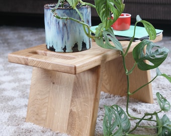 Tabouret japonais en bois massif – Marche-pied artisanal, mobilier minimaliste