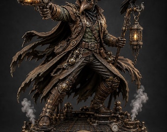 Steampunk Plague Doctor STL, Gothic Victorian Figure, Fantasy 3D Model (STL File)