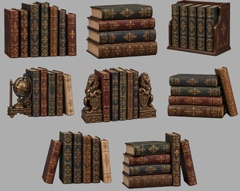 Antique Books STL Bundle, Vintage Book 3D Models, Old Book Stack & Library Decor, Dollhouse Miniature Accessories, Printable 3D Files