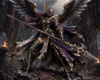 winged warrior STL, dark fantasy warrior 3D Print Miniature, Armored Figure (Digital Download)