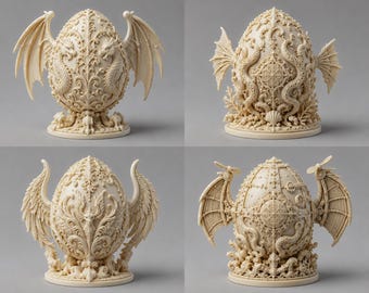 ornate Egg STL, Magical Dragon Egg 3D Model, Mythical Creature Decor, Printable STL File