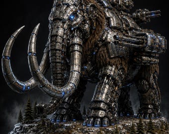 Robot Mammoth STL, Cybernetic Elephant 3D Model, Mechanical Beast Statue, Printable STL File