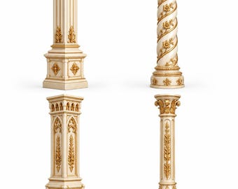 Victorian Column STL Bundle, Ornate Architectural Pillar 3D Models, Classical Decorative Columns & Dollhouse Decor, Printable 3D Files