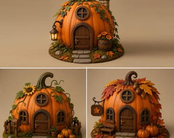Pumpkin House STL, Halloween Cottage 3D Model, Spooky Fantasy Fairy House, Printable STL File