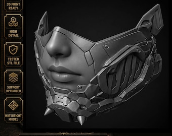 Cyborg Mask STL File, Sci-Fi Futuristic Cosplay Prop (Digital Download)