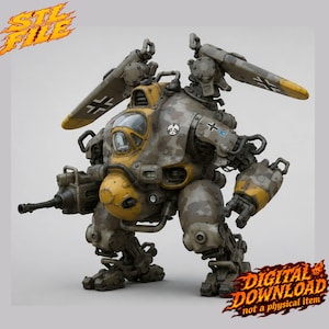 War Robot STL, Mech Warrior 3D Print, Sci-Fi Robot STL, Battle Mech Figure, Futuristic Robot Statue, Resin Printable File