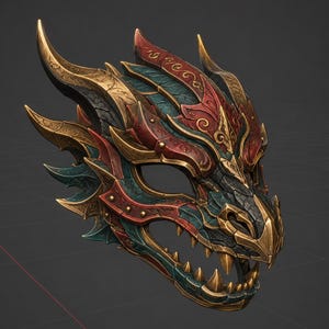 Dragon Mask STL File | Wearable Dragon Helmet 3D Print Model | Fantasy Creature Cosplay Mask | Digital Download