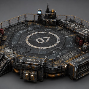 Sci-Fi Landing Pad STL, Diorama Base, 3D Model, Display Pedestal (Digital Download)