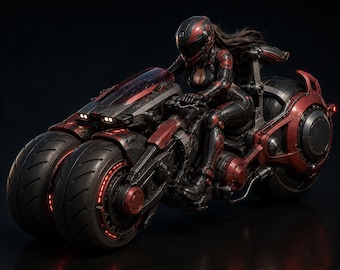 Futuristic Bike STL, Sci-Fi Motorcycle 3D Model, Cyberpunk Vehicle, Printable STL File