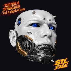 Masque de cyborg STL, masque futuriste portable, fichier d'impression 3D, masque de cosplay de robot de science-fiction, téléchargement numérique STL