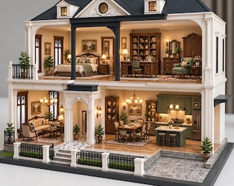 Luxury House STL, Elegant Mansion 3D Model, Modern Luxury Dollhouse, High-End Miniature Home, Printable STL File