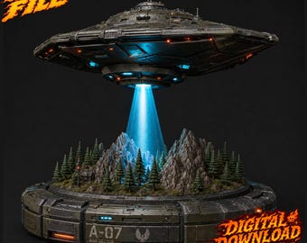 UFO STL, Flying Saucer 3D Model, Sci-Fi Spaceship, Alien Craft, Printable STL File