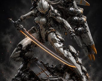 futuristic knight girl STL, mecha suit, Resin Printable File