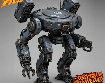 Oorlogsrobot STL, Mech Warrior 3D-print, Sci-Fi Robot, Gevechtsfiguur