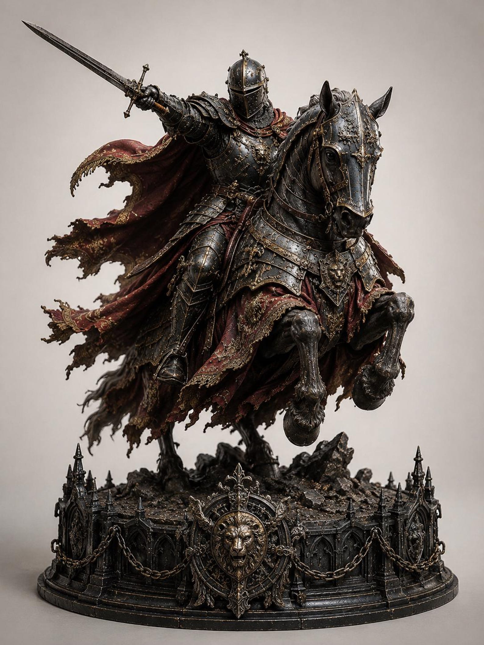 Medieval Knight Statue STL, Armored Warrior 3D Print Miniature (digital ...