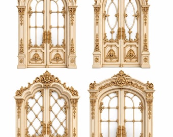 Ornate Door STL Bundle, Decorative Vintage Door 3D Models, Elegant Carved Entrance & Architectural Decor, Printable 3D Files