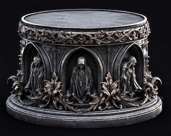 Gothic Pedestal STL, Ornate Medieval Display Stand 3D Model, Dark Fantasy Decorative Plinth, Base