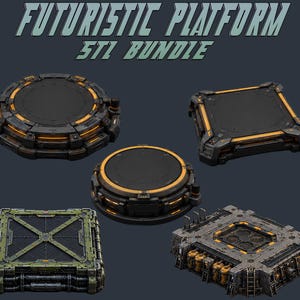 Futuristic Platform STL bundle, Sci-Fi Diorama Base, 3D Model Display Pedestal (Digital Download)