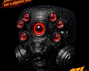 Cyberpunk Maske STL-Datei | Futuristischer Helm 3D Print Modell | Tragbare Sci Fi Cosplay Maske | Digitaler Download STL