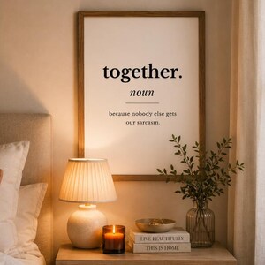 Cuadros divertidos para parejas, láminas con humor sobre relaciones, decoración sarcástica para el dormitorio, regalo para parejas, decoración de pared para aniversario imagen 4