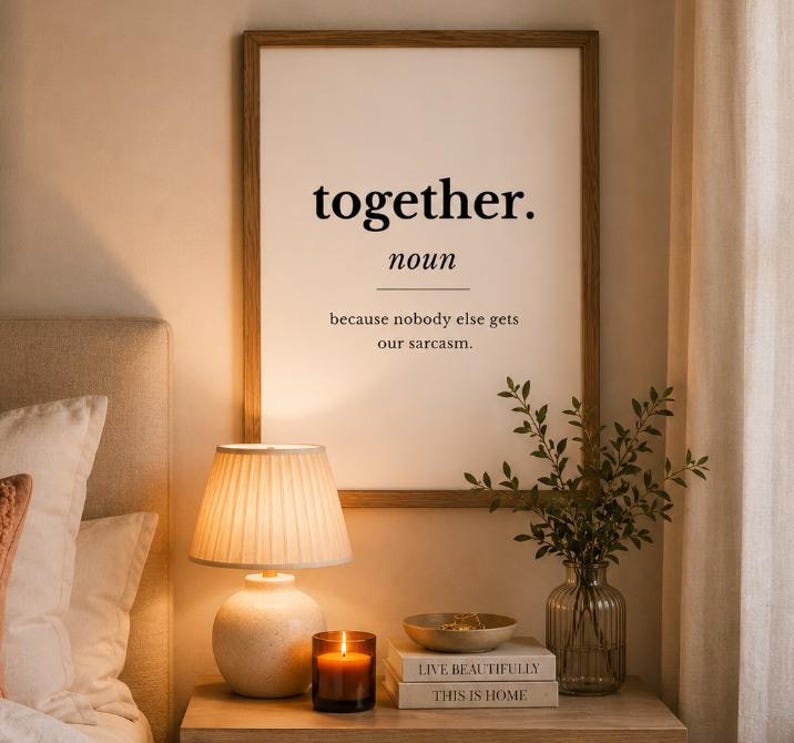 Cuadros divertidos para parejas, láminas con humor sobre relaciones, decoración sarcástica para el dormitorio, regalo para parejas, decoración de pared para aniversario imagen 4
