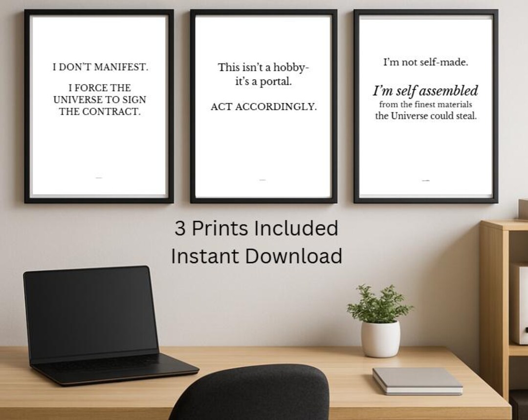 Authority Mindset Wall Art Set Office Motivation Quotes Printable Trio ...