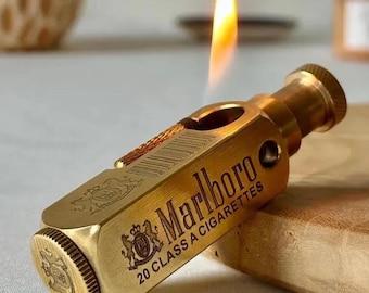 Vintage Marlboro Lighter Engraved Camel Cigarette Windproof Petrol Retro Zippo Style Exquisite Brass Kerosene Custom Windproof Vintage Gift