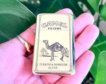 Vintage Lighter Engraved Marlboro Camel Cigarette Windproof Petrol Retro Zippo Style Exquisite Brass Kerosene Custom Windproof Vintage Gift