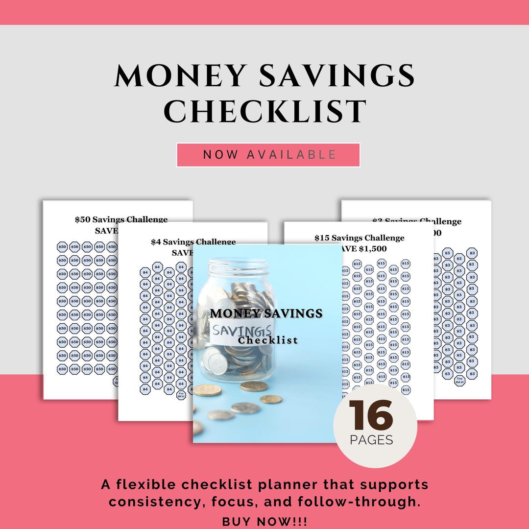 Saving Checklist.pdf Money Saving Checklist Printable | Simple Savings Planner | Digital ...