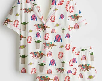 Kentucky Derby Pyjama Set Damen Pferderennen Mint Julep Lounge Set