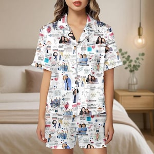 Ensemble pyjama Grey's Anatomy - Cadeau pour infirmière, vêtements de nuit soyeux