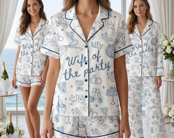 Pyjamaset voor de vrouw van de bruid, bruidspyjama, pyjama voor het bruidsgezelschap, pyjama voor het vrijgezellenfeest, pyjamaset voor de bruidsmeisjes, huwelijksgeschenk voor de bruid