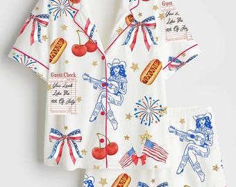 4th of Jul 2018 Schlafanzug, Amerikanische Cowboys Nachtwäsche, USA Party Lounge Outfit